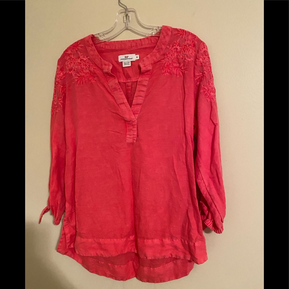 Vineyard Vines faded magenta pink linen blend size M Top